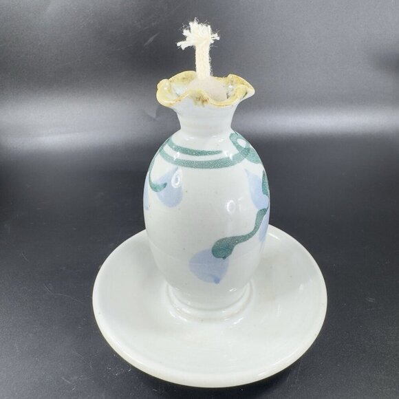 Dick Lehman Studio Art Pottery Oil Lamp Goshen Indiana New Unused Lamp VTG - Picture 12 of 15